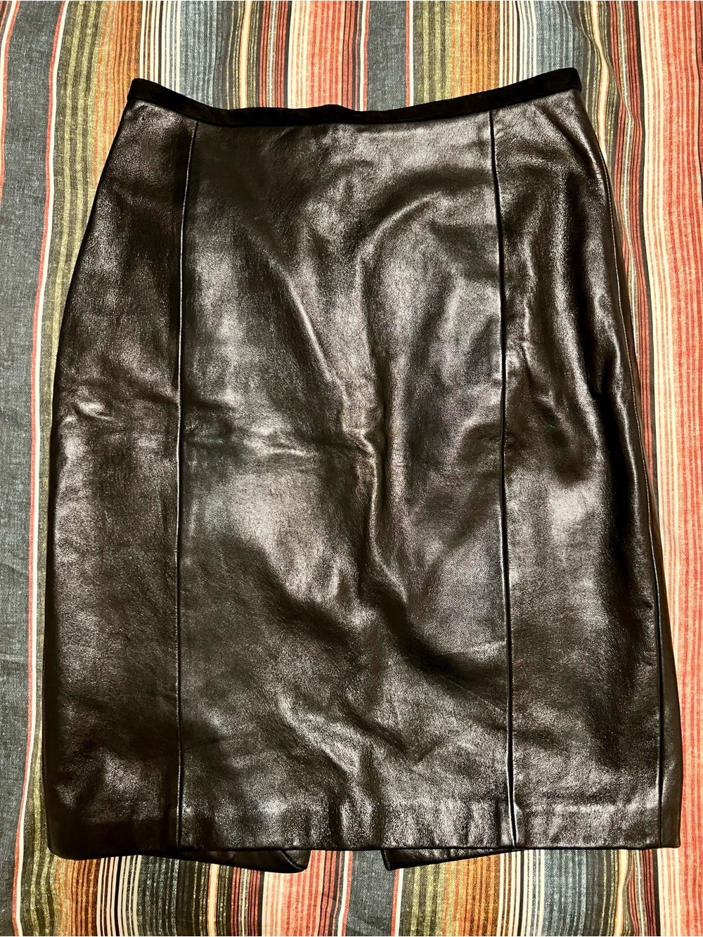 Massimo Dutti Black Leather Pencil Skirt